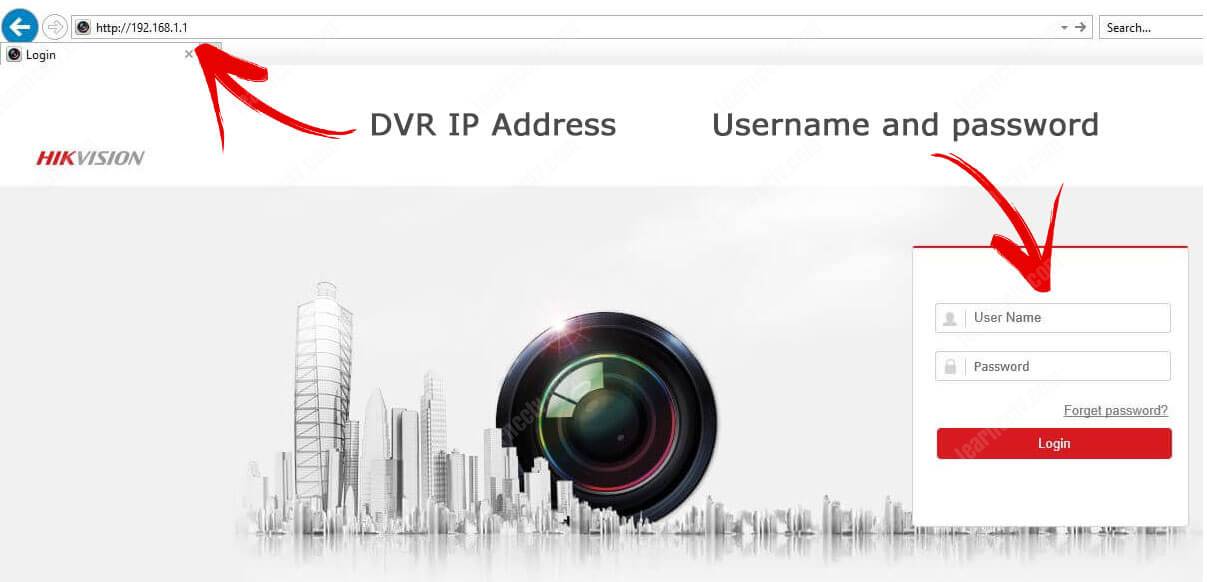 Login in the Hikvision DVR via Internet Explorer