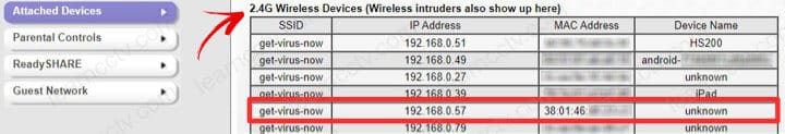 Netgear Router Attached Devices Yi home camera