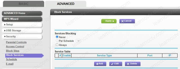 Netgear Router Blocked Services