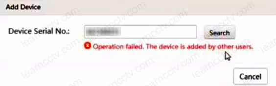 Operation failed The device is added by other users