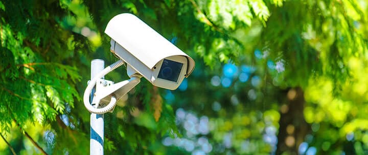 outdoor security camera in a pole