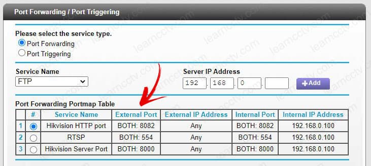 Port forwarding for Hikvision