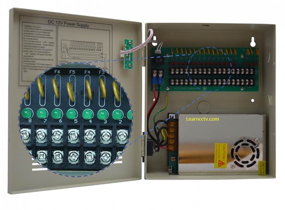 Professional CCTV power supply with PTC fuses