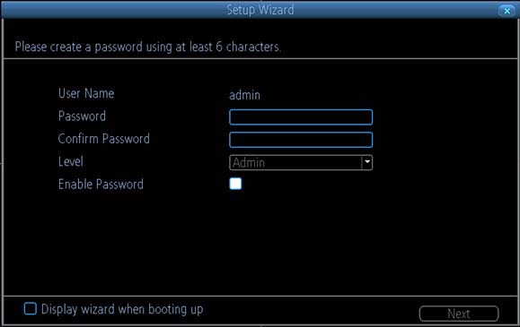 Reolink NVR Create New Password Screen