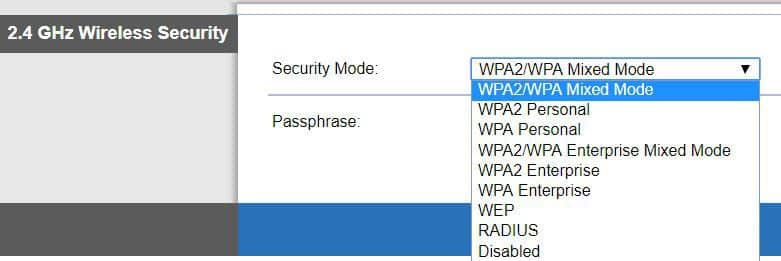 Router Encryption mode