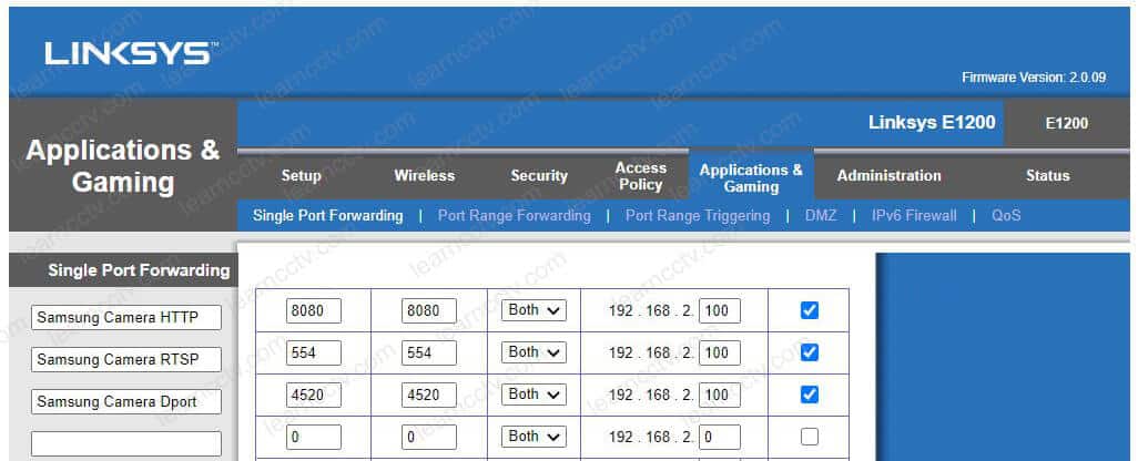 Router Forwarding Rules for Wisenet DDNS