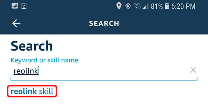 Search for Reolink Skill