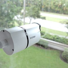 Security camera behind glass