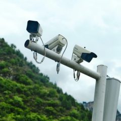 Security cameras in a pole