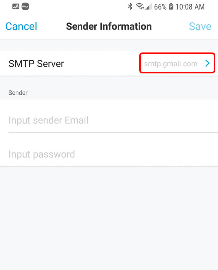 Sender Information SMTP Server