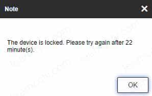 The device is locked message