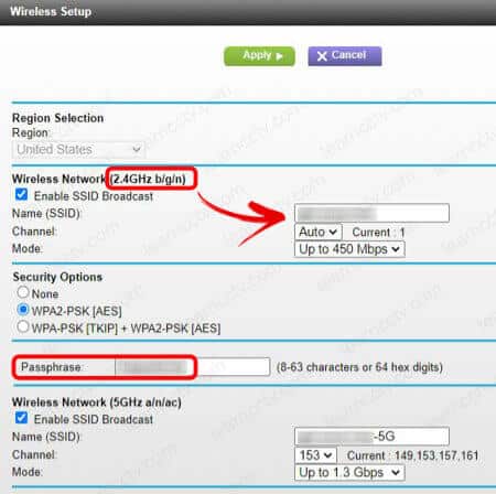 Wi-Fi Router band and password