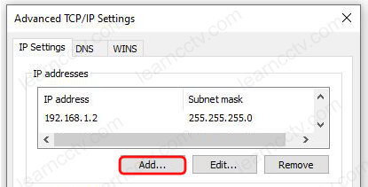 Windows Ethernet Properties Add IP