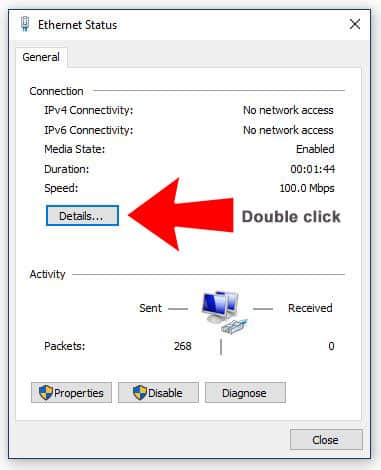 Windows Network Connections Details