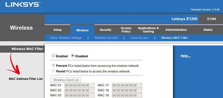 Wireless MAC Filter