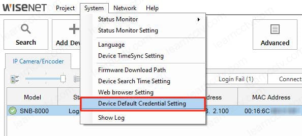 Wisenet Device Manager Default Credentials