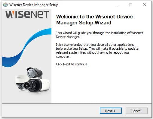 Wisenet Device Manager install 01