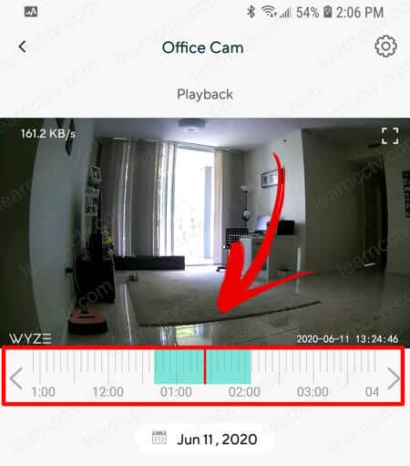 Wyze Cam App Playback Short Timeline