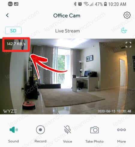 Wyze Cam Bandwidth SD Resolution