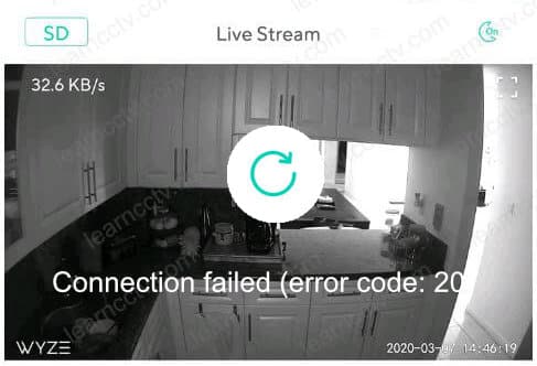 Wyze Cam Error code 20