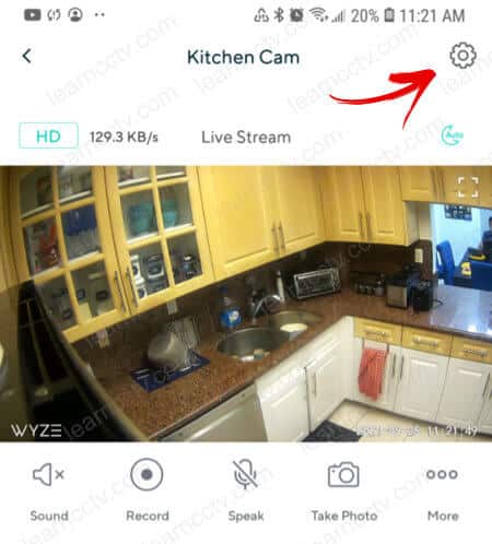 Wyze Cam Settings Gear