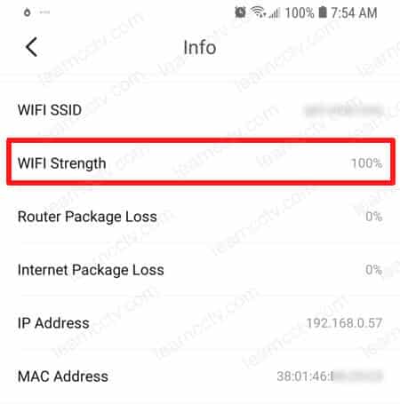 Yi Home Wi-Fi Signal