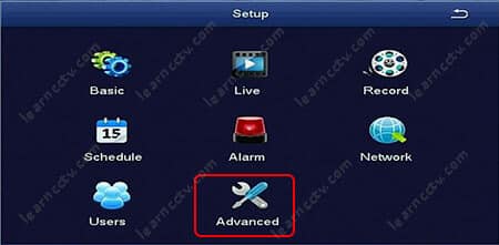 Zosi DVR Main Avanced Menu