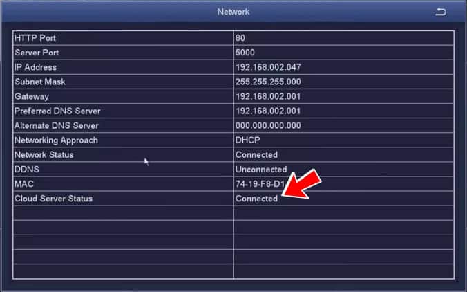 Zosi DVR Network status