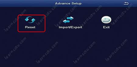 Zosi DVR Reset Menu