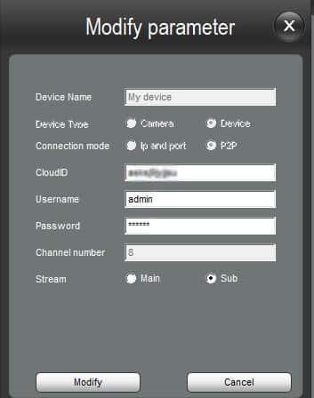 Zosi DVR Device Management Modify Parameter