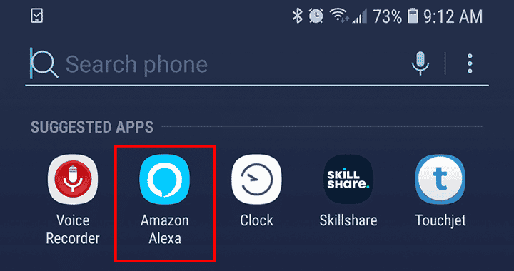 Alexa App Installed on Mobile Phone