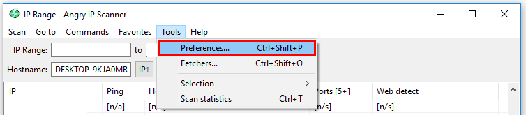 Angry IP Scanner Preference