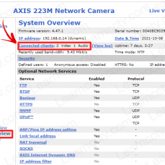 Axis 223M System Overview Connected Users