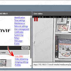 Axis camera-P1365 MK II on the ONVIF Device Manager