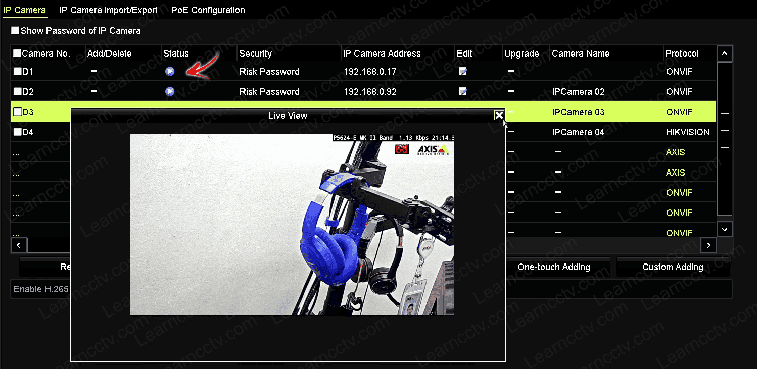 Axis camera working in the Hikvision NVR