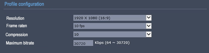 Frame rate 10 FPS resolution 1080