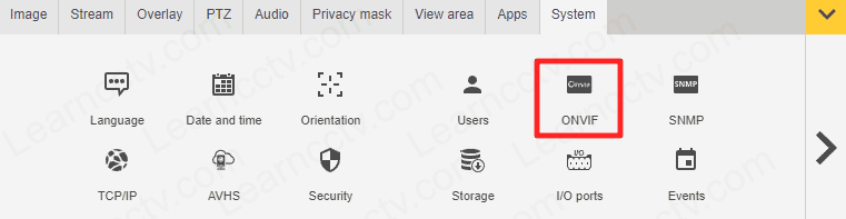 Enable ONVIF on Axis Camera New Menu