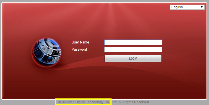 Hikvision DVR Login Screen