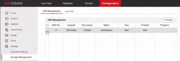 Hikvision HDD Setup