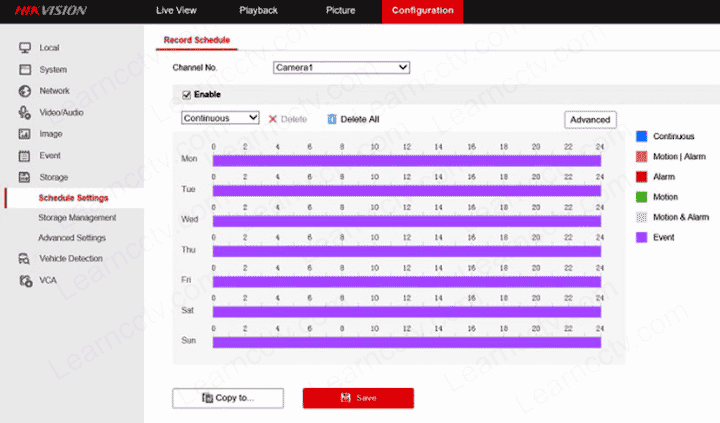 Hikvision Recording Schedule