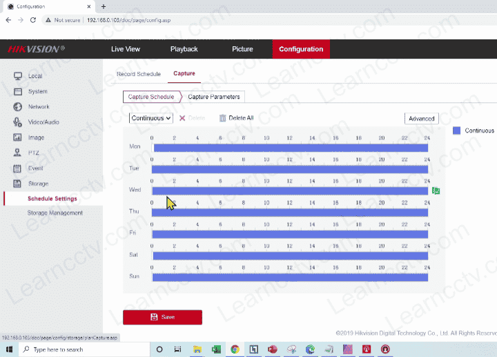 Schedule recording on a Hikvision Camera