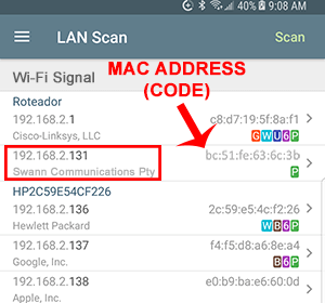 Look for Swann DVR Mac Address