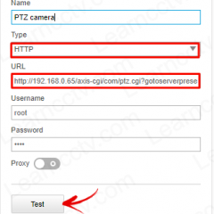 PTZ recipient setup