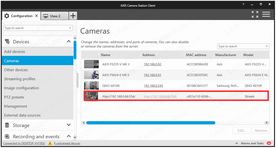 Reolink camera on Axis Camera Station