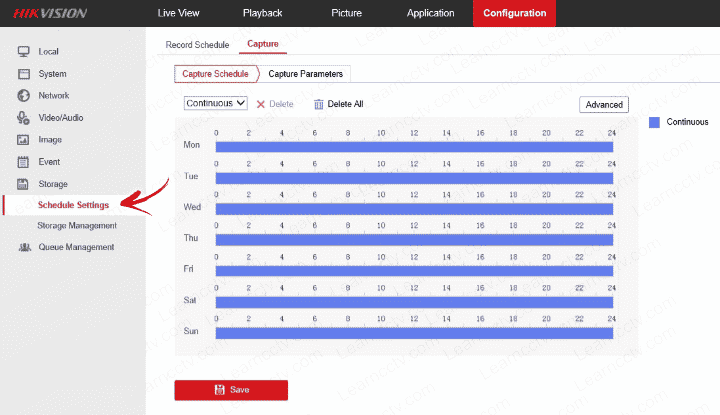 Hikvision Schedule Setup