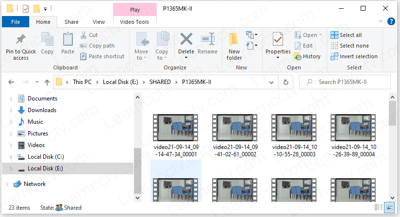 Shared folder with recorded videos