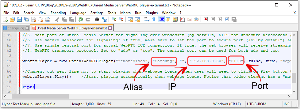 Unteal Media Server HTML code