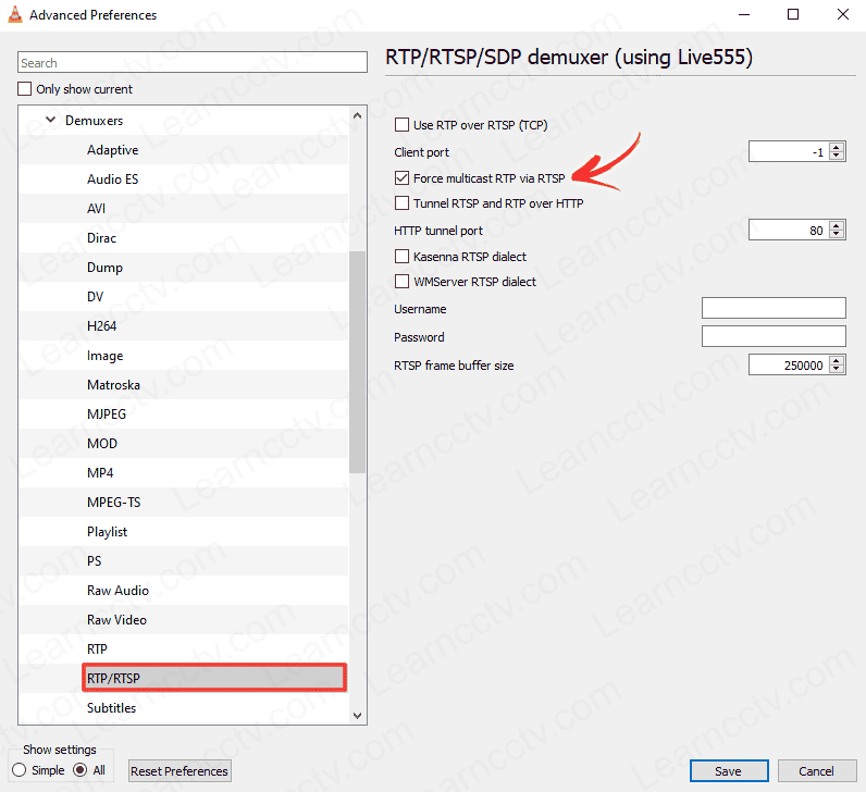 VLC Force Multicast RTP via RTSP