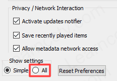 VLC show settings all