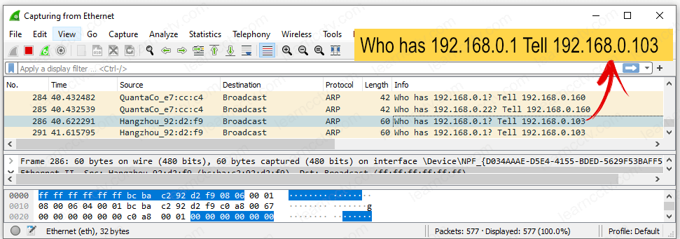 Wireshark has the IP camera information